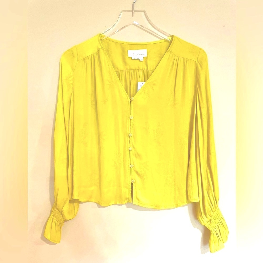 New With Tags Anthropologie Chartreuse Blouse